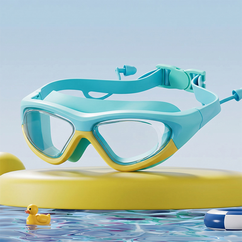 Gafas de Natación Infantiles Marco Grande de Policarbonato, Antivaho, Visión HD