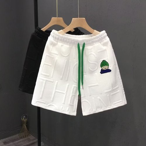 Tide brand cartoon embroidery shorts for men - summer new men's personalized letter imprint sports casual five-pocket straight-leg pants