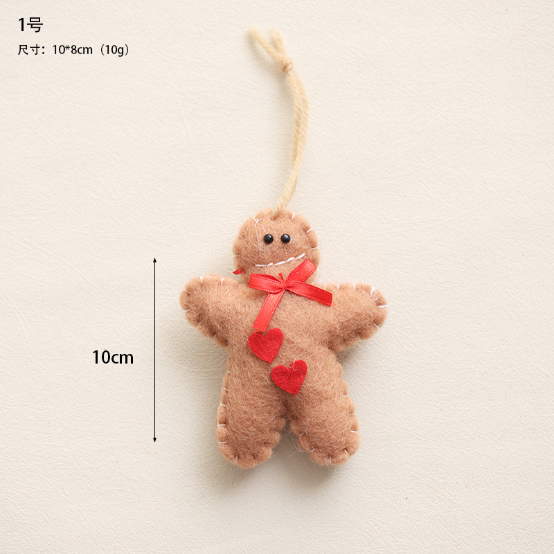 Navidad fieltro de lana decoración colgante accesorios DIY hechos a mano árbol de Navidad alce paquete de regalo pan de jengibre accesorios colgante hombre