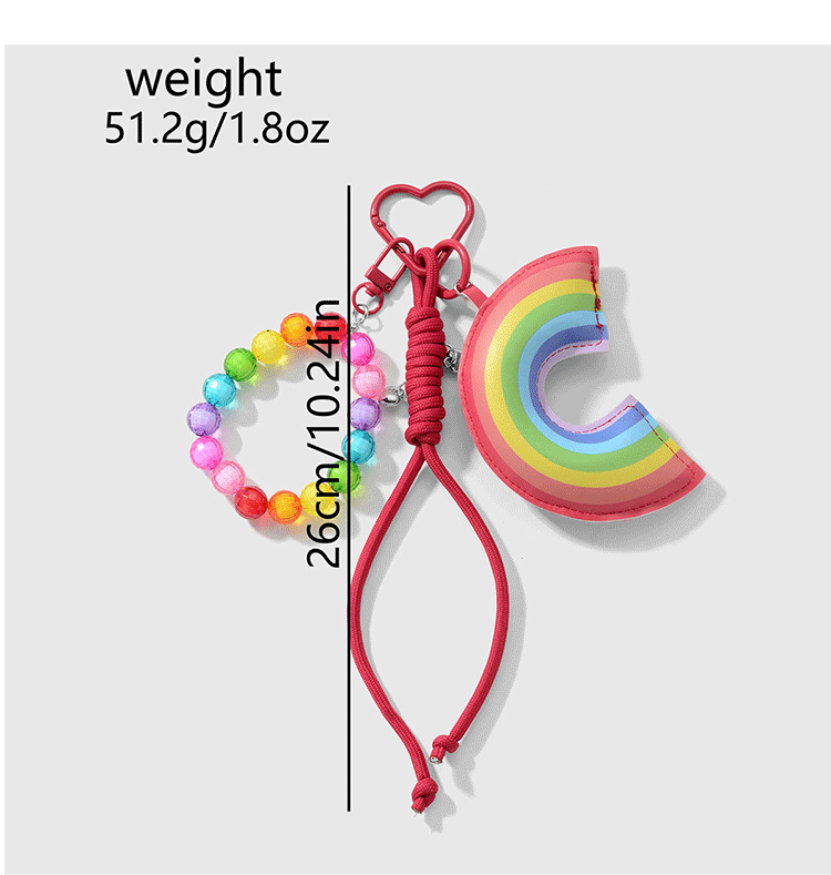 Sweet Pu Leather Rope Zinc Alloy Rainbow Women's Bag Pendant Keychain display picture 4