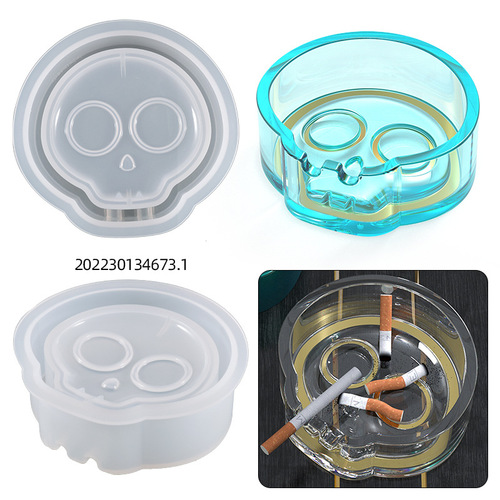 Poppy diy crystal glue resin mold irregular skull ashtray silicone mold source goods