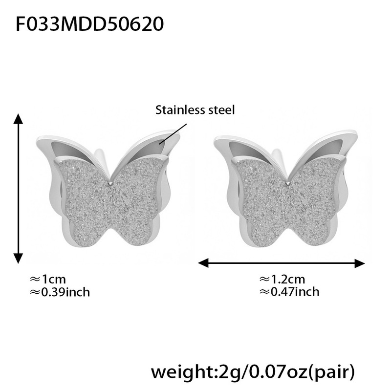 Mili 18K ゴールド立体蝶ネックレスリングイヤリングクロスボーダーヨーロッパとアメリカの軽い高級チタン鋼レディースセット色あせしません|undefined