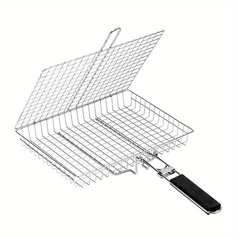 バーベキューステンレス鋼折りたたみハンドルバーベキュークリップ屋外多機能バーベキューネット焼き魚肉野菜ラックバーベキューツール|undefined