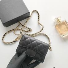 原厂皮cf小卡包女士两折三折短钱夹零钱包woc牛皮菱格球纹