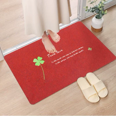 of Light Luxury Style Diatomaceous Earth, Avtomobil döşəmə paspasları - embroidered-red-four-leaf-clover-4060cm-upgraded-version-of-diatom-mud