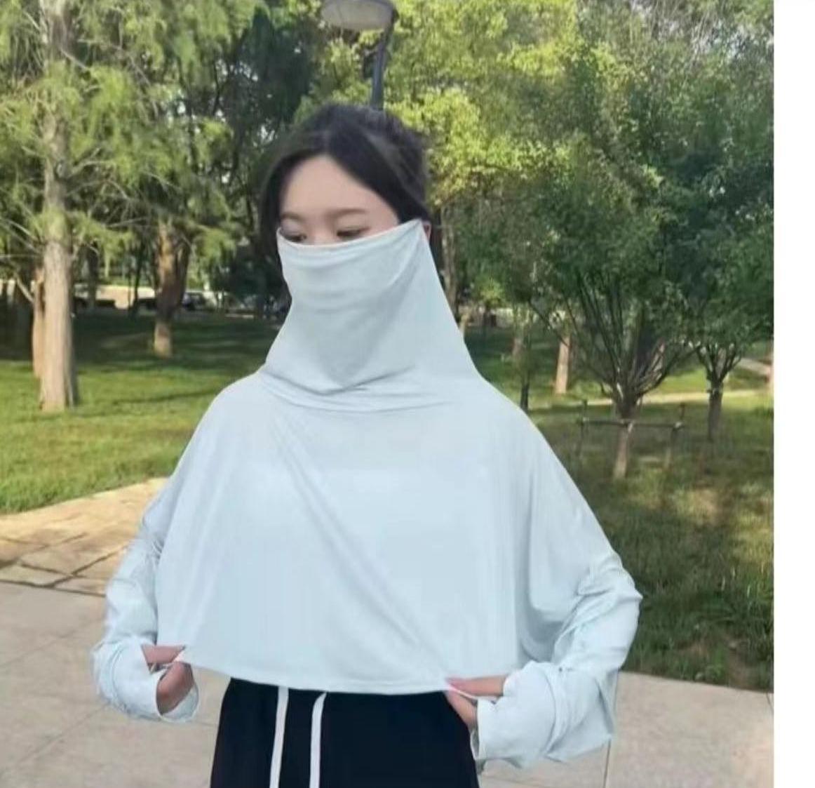パンパン雅風日焼け止め服女子ショート夏自転車紫外線防止首保護マスク日焼け止めストール一体潮