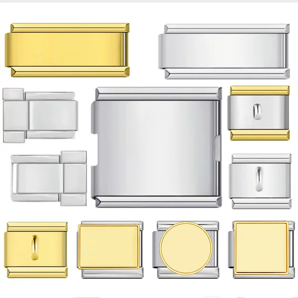 Multifunctional Italian Modular Bracelet with Square Elastic Links and Stainless Steel Strap Italian Charm