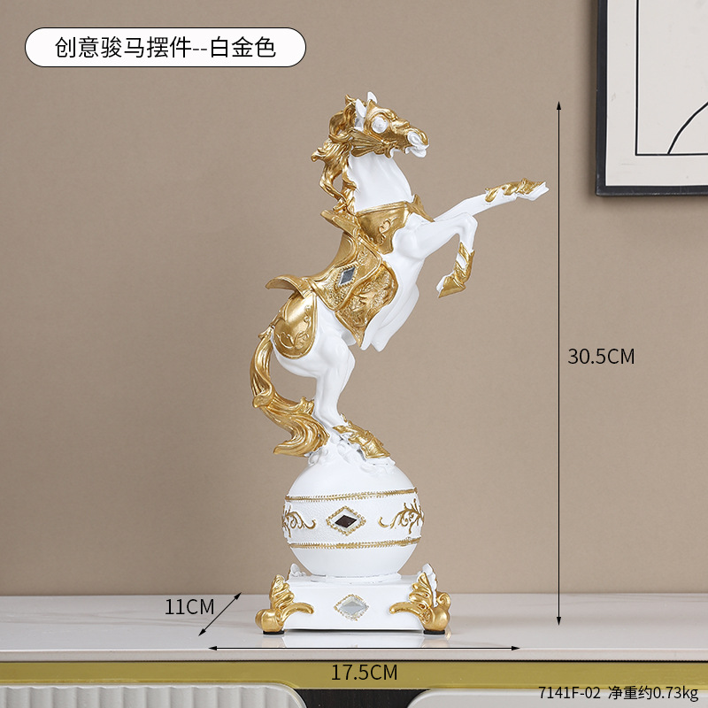 Light Luxury Horse to Success Resin Ornaments Office Desktop Lucking Decoration Home Living Room Entrance Housewarming Opening Gift