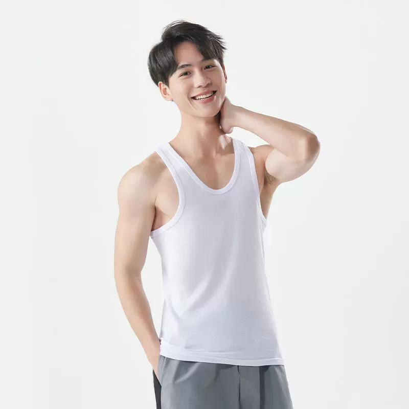 夏季纯棉男士背心男运动打底衫工字棉透气宽松无袖t恤男一件代发