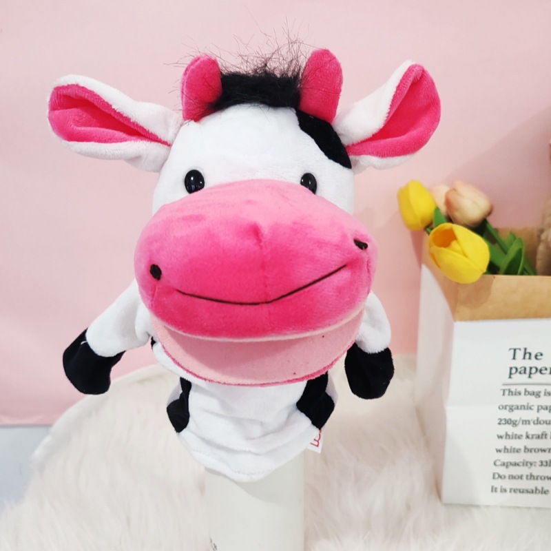 Marioneta de mano con boca móvil, muñeco de peluche para niños, guante de animal de peluche, muñeco de educación temprana para jardín de infantes