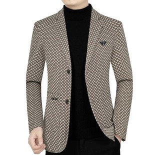 Spring 2024 New Men's Suit Fashion Jacket Fashion Business Casual Woolen Dad Suit Trendy