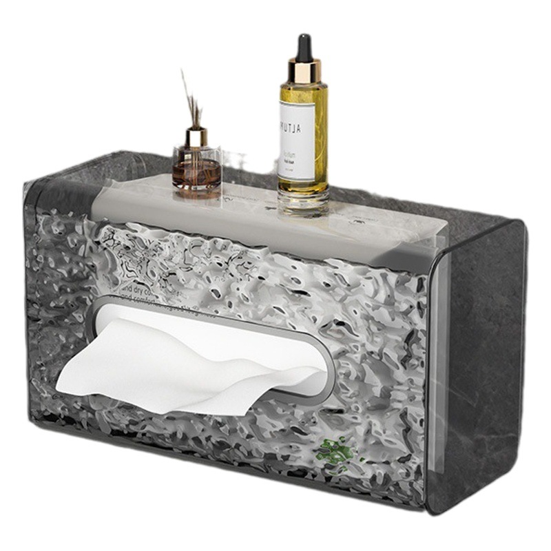 Caja de pañuelos impermeable de baño de alto aspecto de lujo ligero simple montado en la pared sin ponche hogar sala de estar dormitorio caja de pañuelos