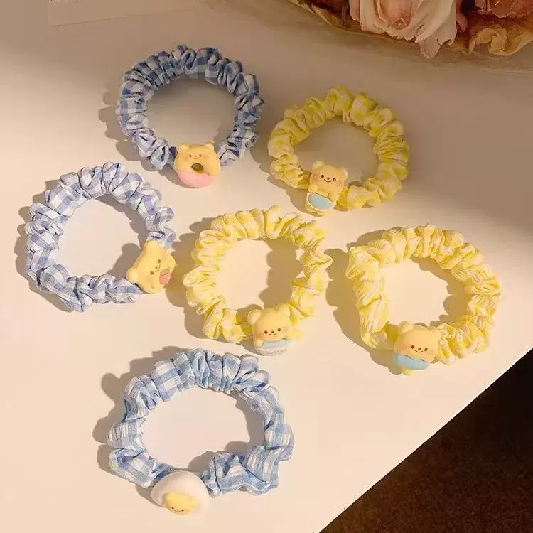 可爱卡通小熊发圈女甜美童趣学生头绳少女心百搭小肠圈不伤发皮筋