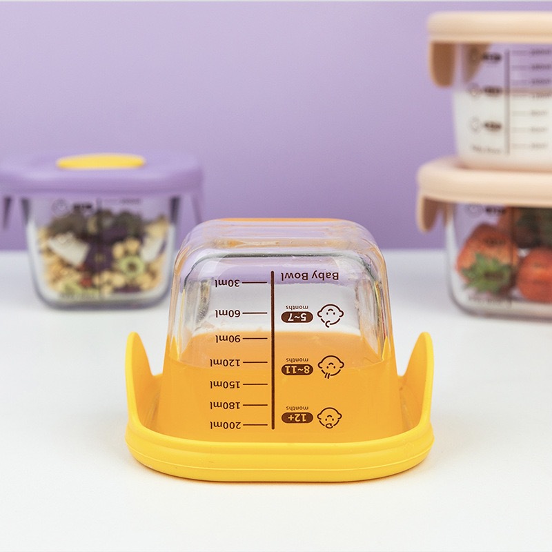 Bajo borosilicano de vidrio cuadrado cuenco de huevo al vapor con cubierta para bebés domésticos sopa de huevo al vapor para bebés alimentos suplementarios resistentes a altas temperaturas sopa de huevo al vapor