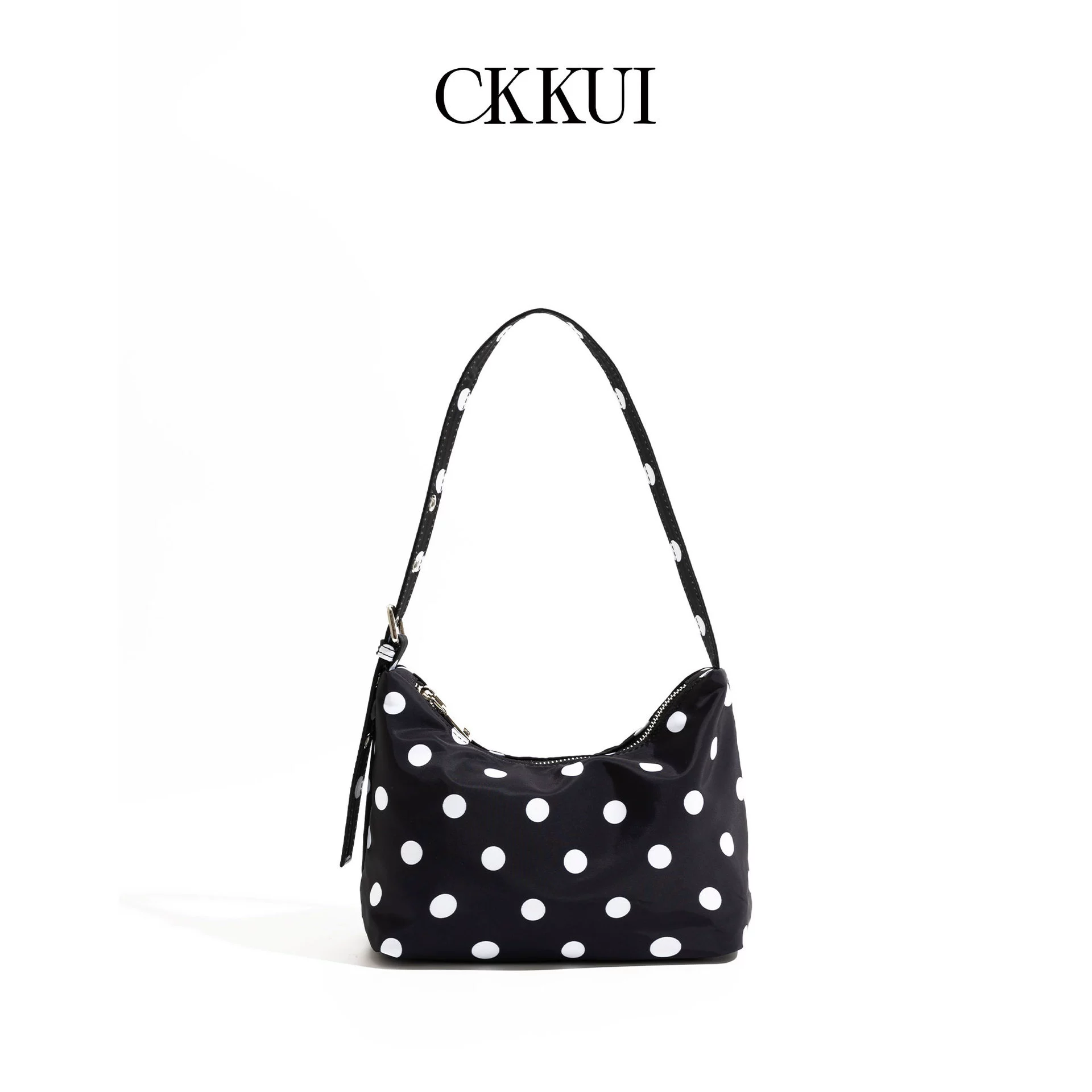 Сумка подмышечная CKKUI one-shoulder милая хобо, лёгкая 0,11 кг, чёрная/белая