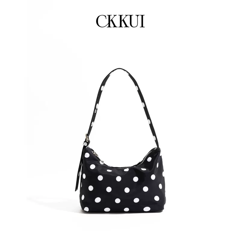 Сумка подмышечная CKKUI one-shoulder милая хобо, лёгкая 0,11 кг, чёрная/белая