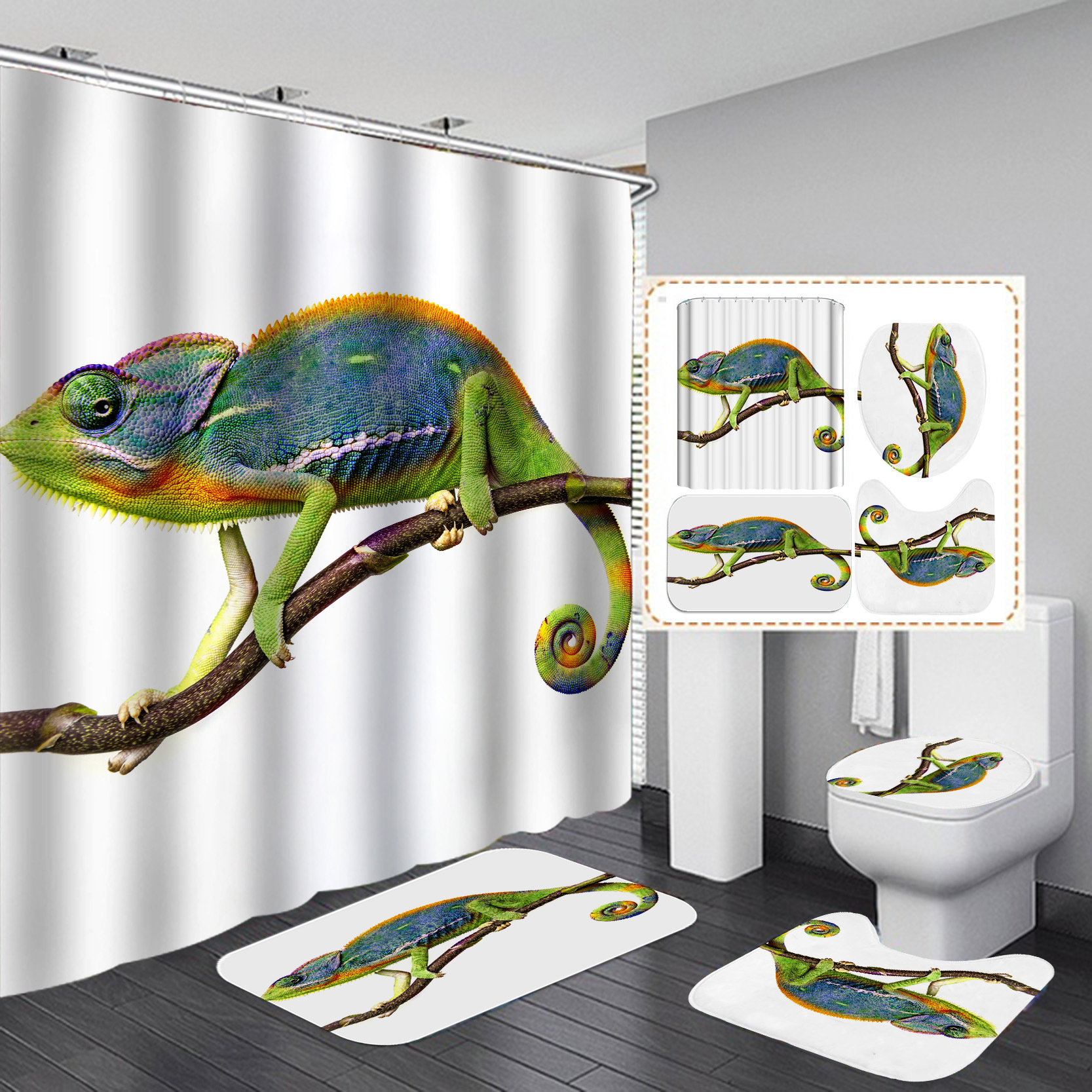 Juego de cortinas de ducha con diseño de rana, impermeables y resistentes al moho, cortina de baño gruesa, cortina de ducha para dormitorio.