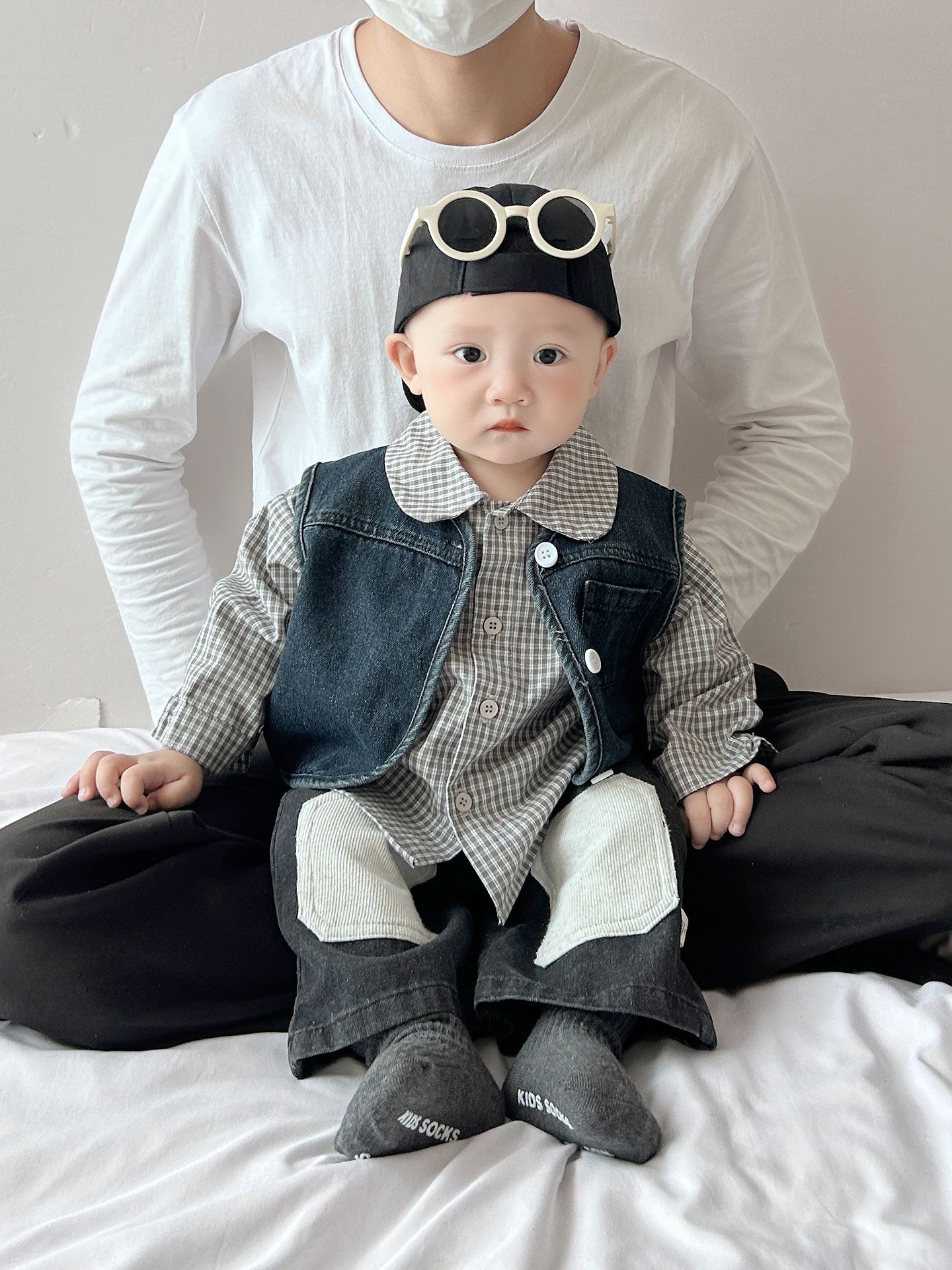 Chaleco de vaquero de primavera y otoño para niños, chaleco casual de hombro para bebés.
