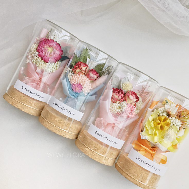 Ing Bottle Dried Flowers Bouquet Mini Glass Cover Cork Ornament Decoration Teacher's Day Christmas Gift display picture 1