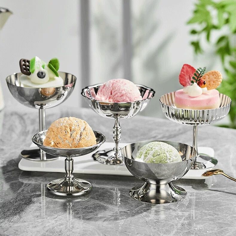304 Stainless Steel Ice Cream Cup, Dessert Cup, Oval Plate, Goblet, Ice Cream Cup, Wine Glass, Snack Cup, Custard Pudding Cup 304 Stainless Steel Ice Cream Cup, Dessert Cup, Oval Plate, Goblet, Ice Cream Cup, Wine Glass, Snack Cup, Custard Pudding Cup