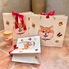 厂家批发创意可爱柴犬手提袋卡通包装伴手礼品袋儿童精美礼物纸袋