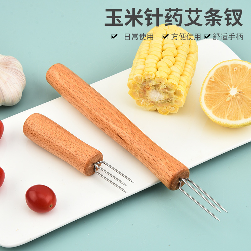 Multifunctional Kitchen Tool T-Shaped Extended Handheld Moxa Stick Extender, Moxa Stick Holder, Corn Needle, Anti-Scalding Three-Pronged Fork Head Multifunctional Kitchen Tool T-Shaped Extended Handheld Moxa Stick Extender, Moxa Stick Holder, Corn Needle, Anti-Scalding Three-Pronged Fork Head