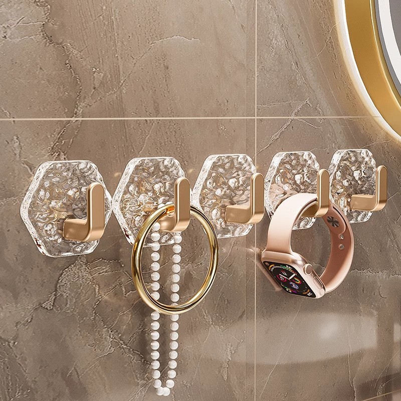 国境を越えたアクリル材質の金色の強力なフック浴室トイレの台所のシングルフックは贅沢な壁にフックして痕跡がない|undefined