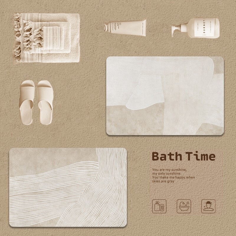 Nordic abstract diatom mud absorbent soft mat bathroom floor mat bathroom carpet toilet toilet door floor mat
