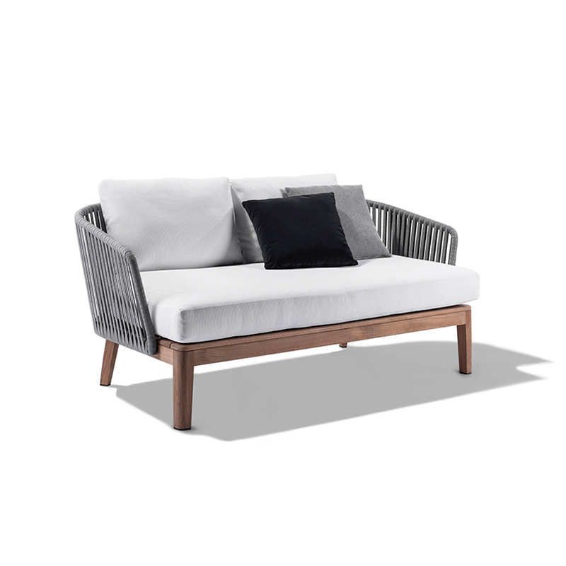 Muebles de jardín al aire libre sala de estar silla de caña sofá combinación de madera maciza caña sofá patio al aire libre chalet sofá de madera de caña