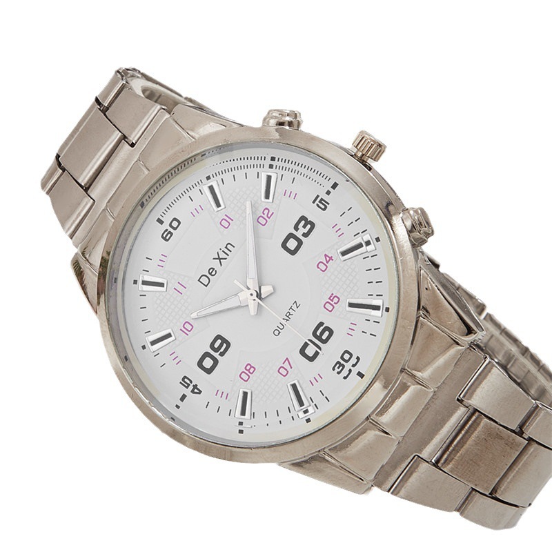 Tendencia de la moda reloj de hombre reloj de cuarzo impermeable estudiante coreano reloj de correa de acero casual reloj de hombre al por mayor