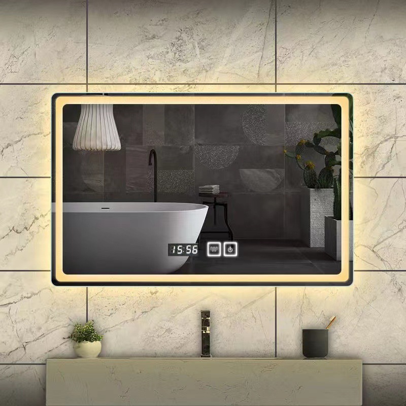 LED SMART Touch espejo de baño Hotel baño colgante de pared espejo de maquillaje baño anti-niebla espejo de luz luminosa al por mayor