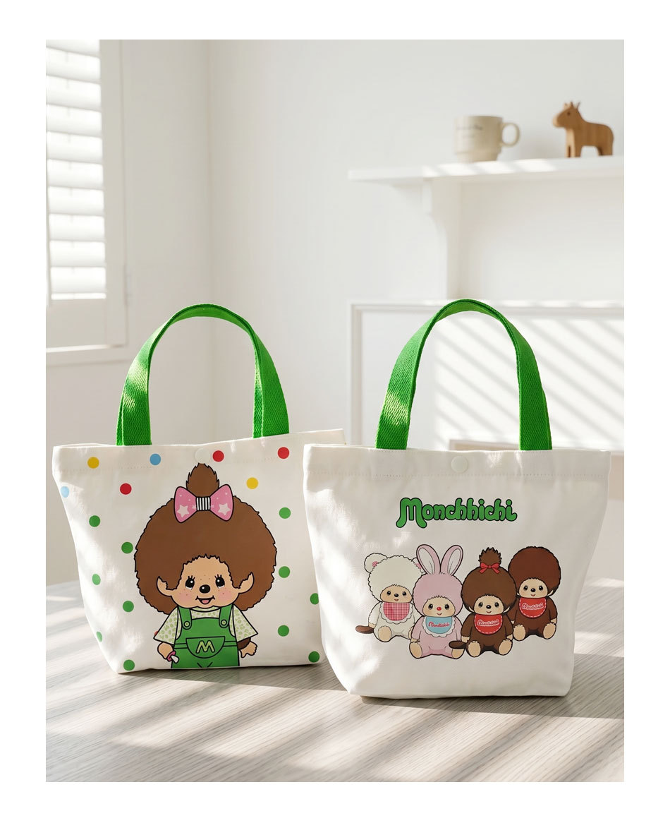 Karikatür Kawaii Canvas Çanta Japon Kore Tarzı Sevimli Baskılı El Çantası Günlük Geniş Kapasiteli Çanta