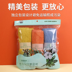 加厚毛巾雙面吸水純色小熊洗臉巾3條裝成人洗澡家用日用品批發