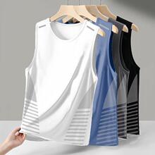 冰丝背心男潮薄款圆领网眼透气速干运动宽坎肩外穿男士无袖夏季