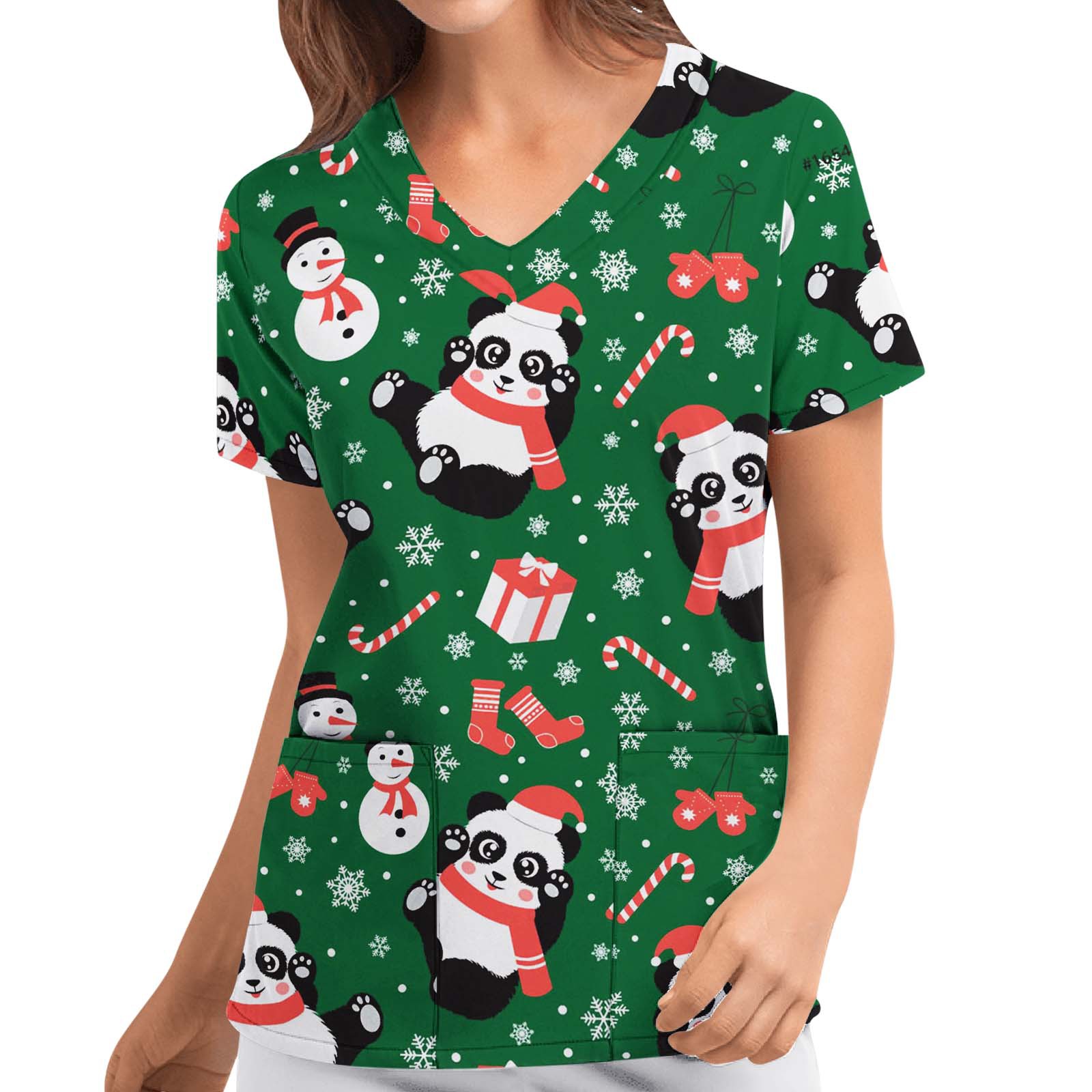 Christmas Printing Polyester V Neck Short Sleeve Regular Sleeve Printing T-shirt display picture 3