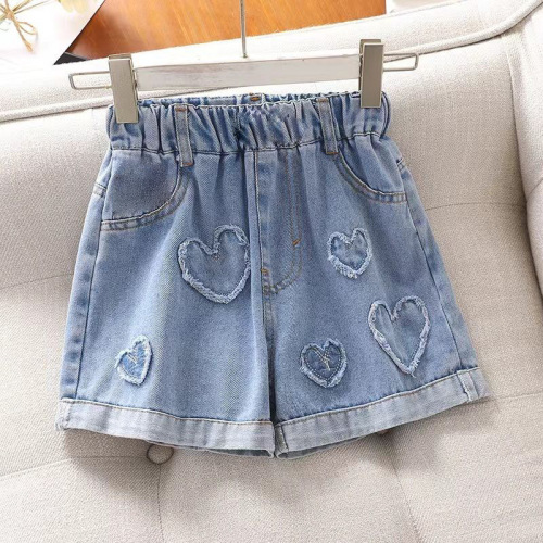 Girls summer shorts 2025 new style mid-large children's children's outer wear loose casual soft denim high-waist shorts