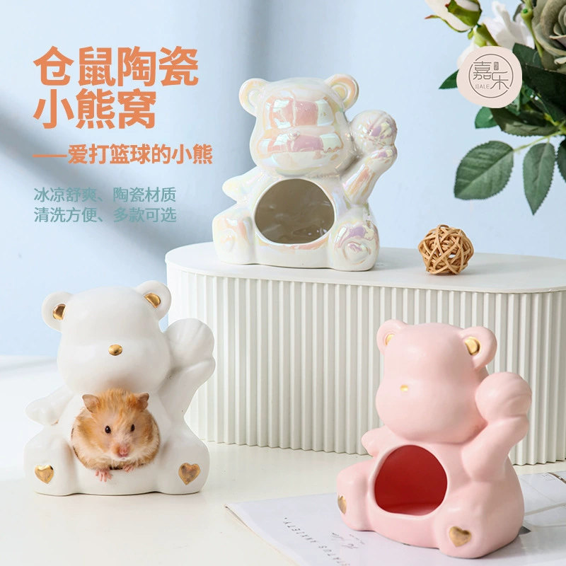 Керамическое гнездо для хомяков серии Summer Bear оптом большой спасательный дом Предотвращение теплового удара и охлаждение мелких домашних животных Nest House ins Wind