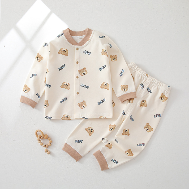 Infant Pure Cotton Boneless Collar Suit for Boys and Girls Baby Outgoing Suit Home Suit Four Seasons Split Autumn Clothes and Pants