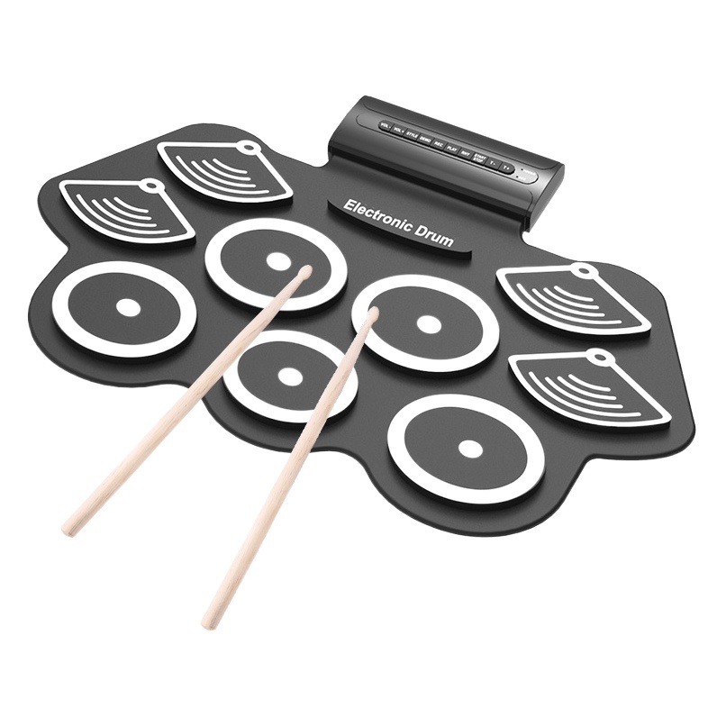 FUENTE de la fábrica rollo de mano tambor electrónico instrumento de percusión engrosada rollo de mano de silicona conjunto tambor de jazz tambor USB tambor electrónico