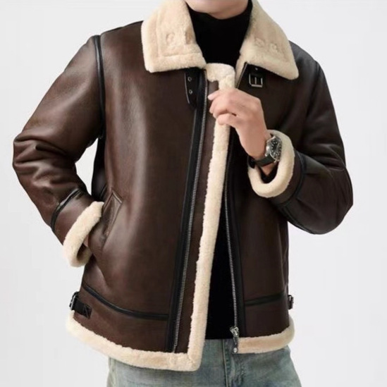 Low-Price Cross-Border Foreign Trade Fur Integrated Lapel Fleece Thickened Warm Jacket Leather Coat Winter Men's Clothing