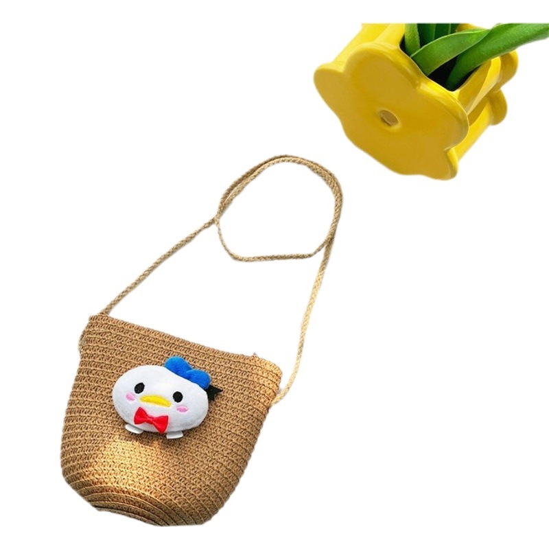 New Children's Bag Women's Spring and Summer Cartoon Cute Straw Bag Girls' Crossbody Bag Boys' Scenic Spot Mini Coin Purse