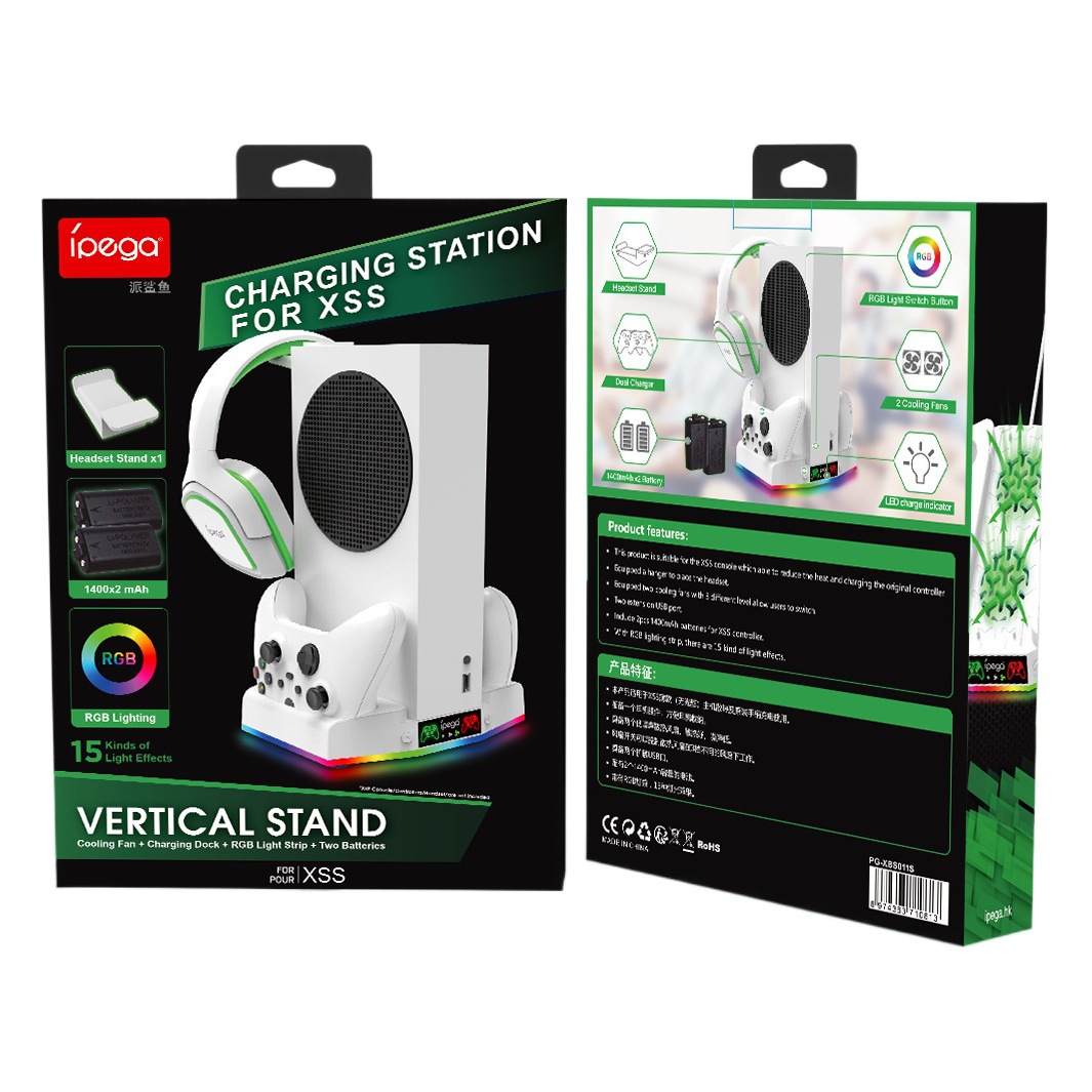 Serie XBOX s host multi-función de carga soporte de ventilador de base de refrigeración con accesorios de gancho para auriculares