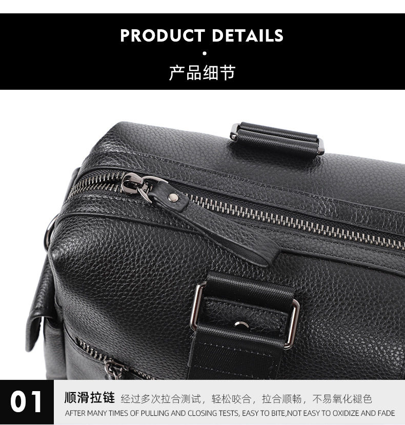 Túi xách nam da bò thật dung tích lớn 36–55L, túi đựng laptop kiêm túi du lịch đi công tác — Màu đen chi tiết 18