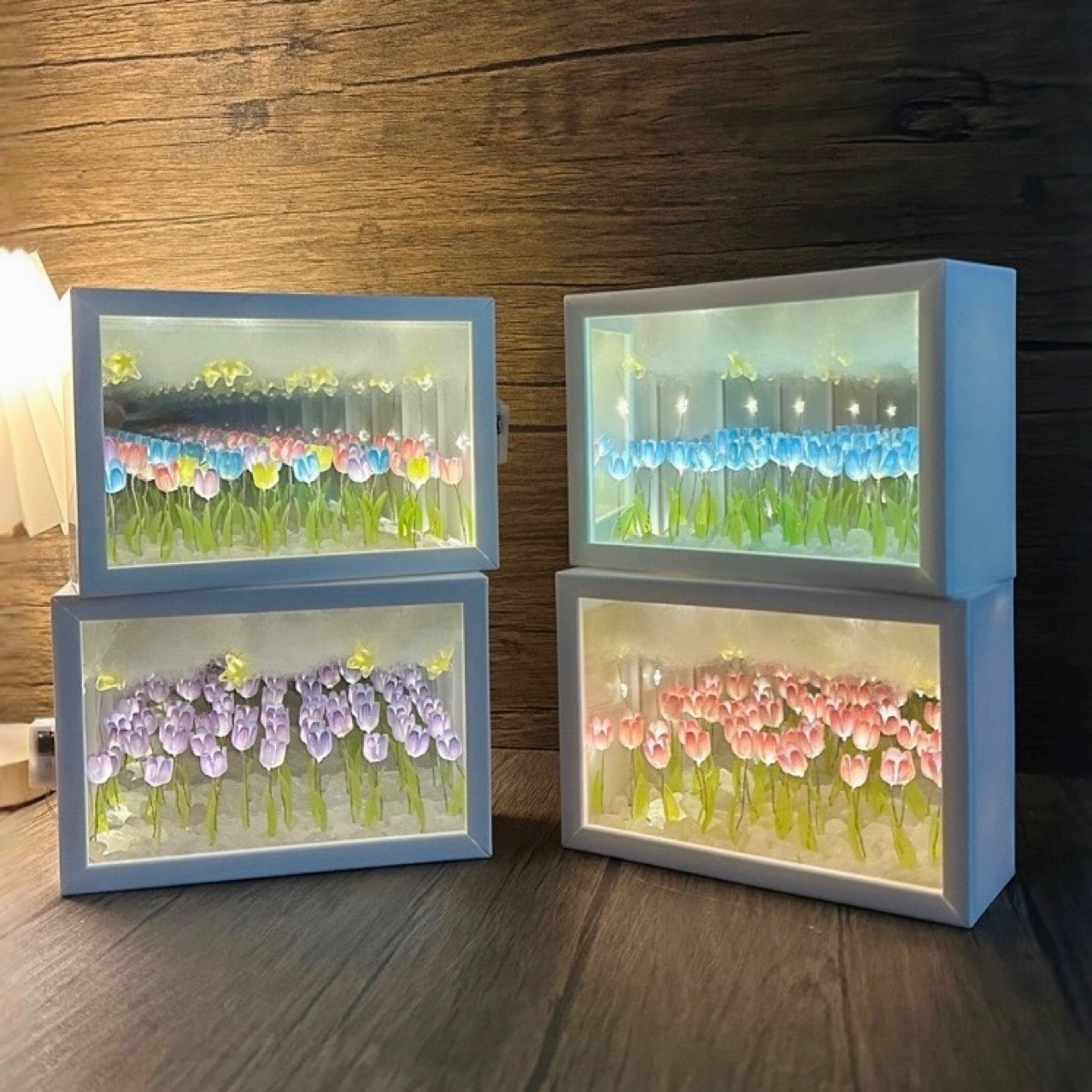 2025 nuevo cielo estrellado flores mardiy tulipán lámparas de noche decoración día de San Valentín luces de atmósfera para hombres y mujeres