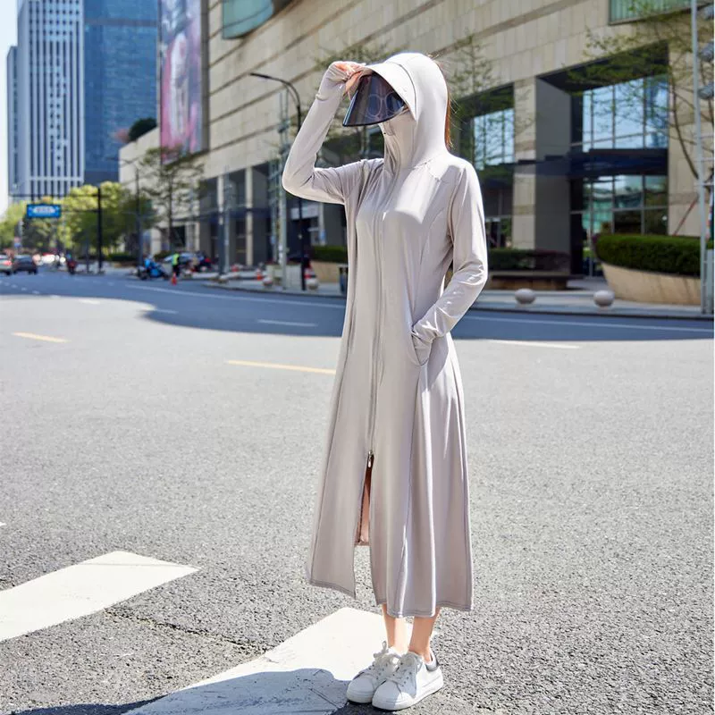 Длинная UV-защита Silk Jacket, женская, дышащий UPF 50+, капюшон и накидка