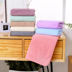 緯編珊瑚絨毛巾8色可選吸水洗臉家用洗澡擦頭髮面巾素色簡約毛巾