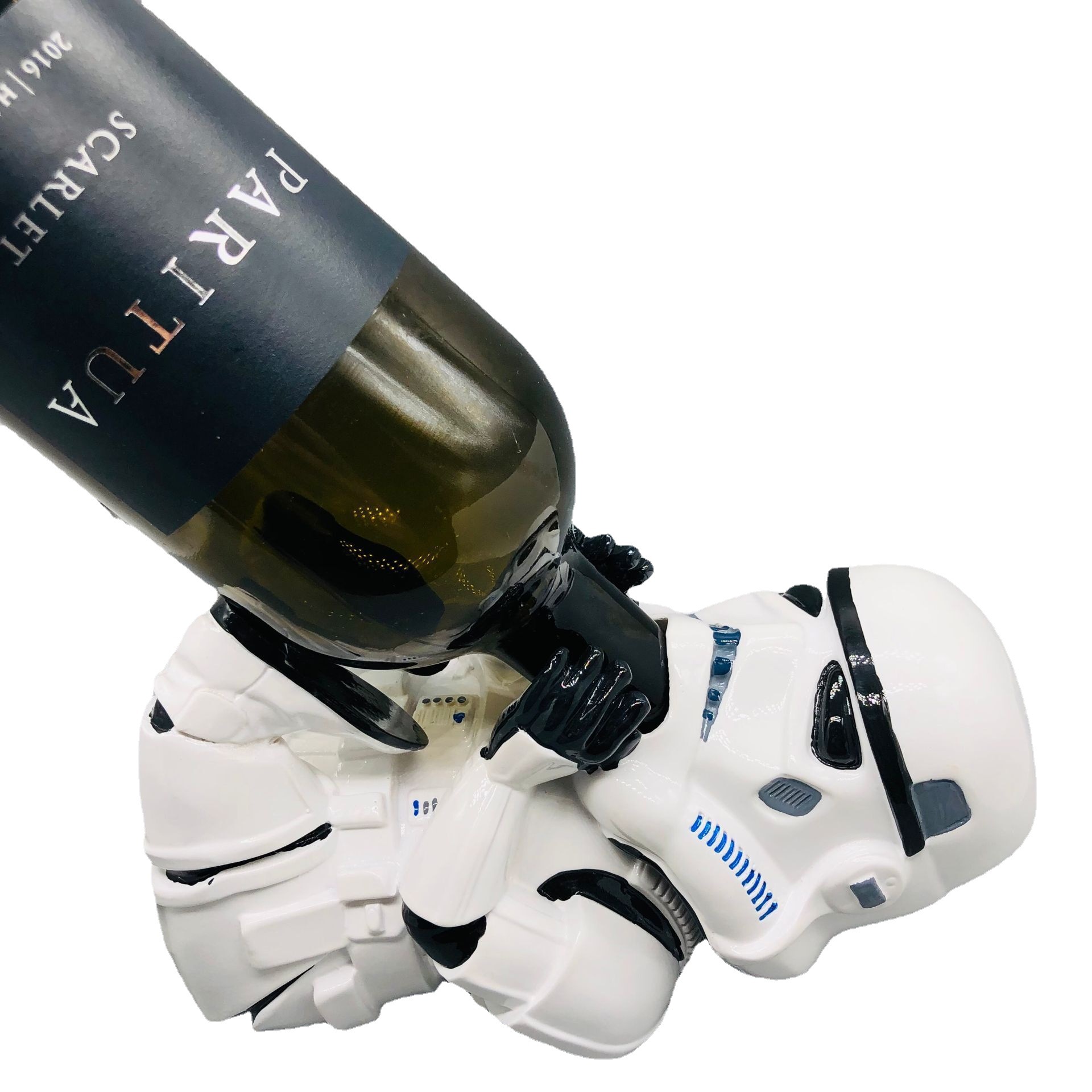 Star Wars soldado blanco negro Guerrero soporte de vino blanco bandeja de vino estante de vino lindo Guerrero blanco bandeja de vino decoración de estante de vino
