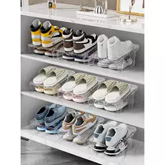 Double-Layer Shoe Organizer Shelf with Shoe Rack Holder, Sturdy Entryway Shoe Storage for Sneakers & Slippers