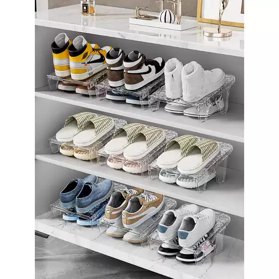 Double-Layer Shoe Organizer Shelf with Shoe Rack Holder, Sturdy Entryway Shoe Storage for Sneakers & Slippers