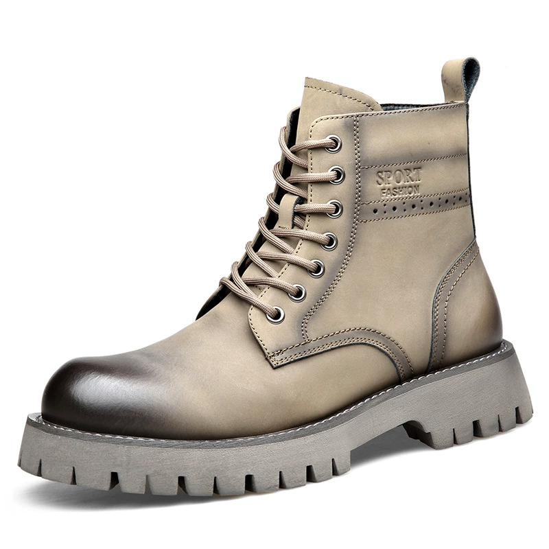 Martens, demi-season high fleece boots for leisure, genuine leather